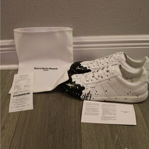 Maison Martin Margiela Black and White Paint-Splatter Sneakers